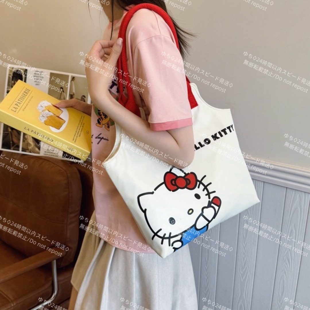 海外限定 サンリオ シンプル トートバッグ ハンドバッグ サブバッグ 肩掛け 手提げ オシャレ 可愛い ハローキティ_画像5