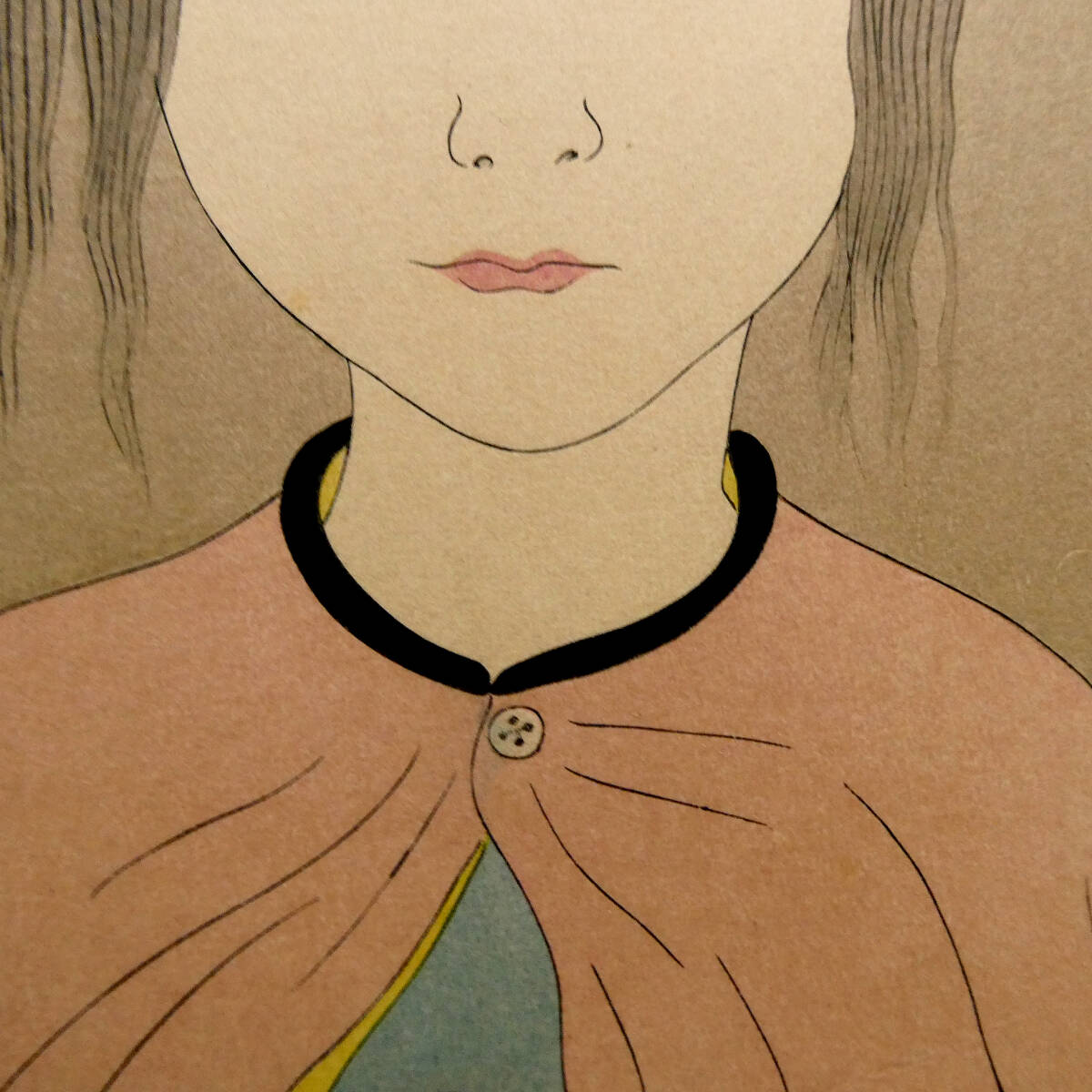 藤田嗣治 HARHAS 藤田嗣治◇木版画作品 「人形を抱く少女」◇1930年頃の作