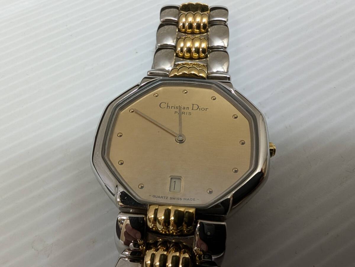[ прекрасный товар * с коробкой ] Christian Dior 45.204 Gold & серебряный ok tagon наручные часы работа товар 24082802zaiko