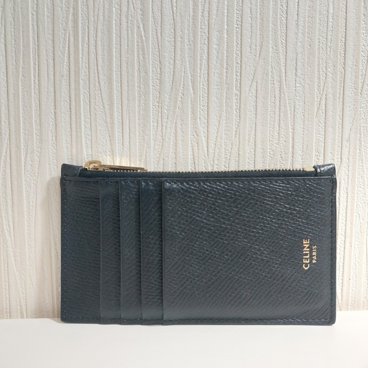 +上品+CELINE セリーヌ カードホルダー ブラック セリーヌ フラグメントケース ジップ付きコンパクトカード