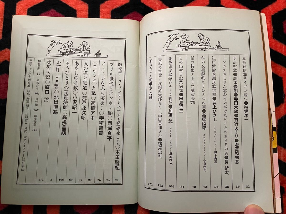 雑誌「話の特集 昭和50年 7月号 表紙:横尾忠則」伊丹十三 富樫雅彦 殿山泰司 高橋睦郎 原田治 _画像6