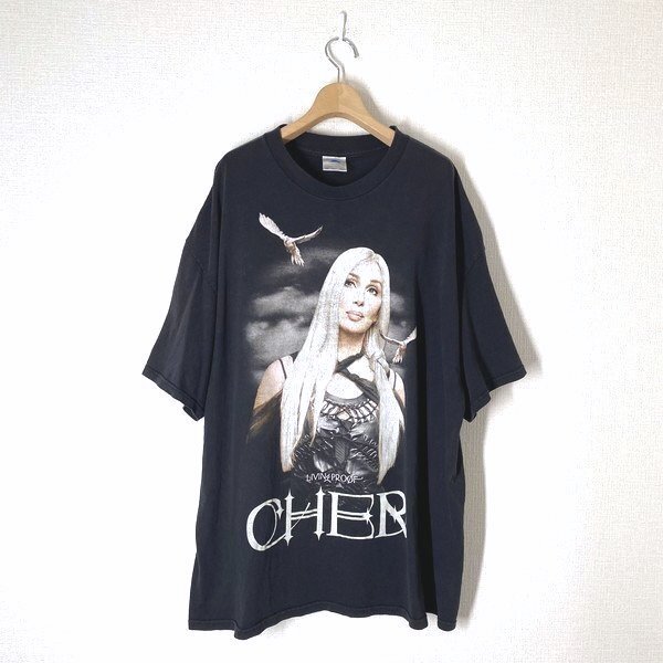 【USA製】TENNESSEE RIVER テネシーリバー Cher 2003 ツアー Tシャツ 2XL ブラック 黒 シェール 00s 半袖 AA7718