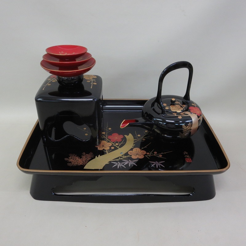 高級会津塗 お屠蘇器 蒔絵師 佐藤長悦作