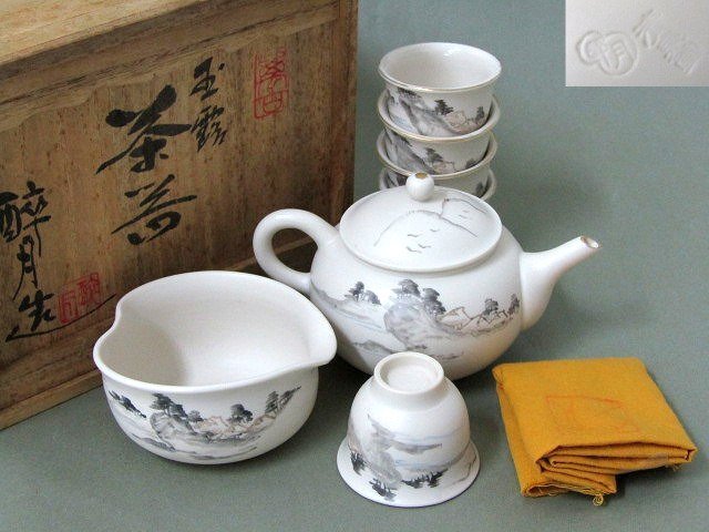 未使用 【 清水酔月 】醉月造  萬古焼 急須 玉露 茶器 5客 セット Amazon.co.jp: 清水酔月 醉月造 萬古焼 急須 玉露 茶器 5客