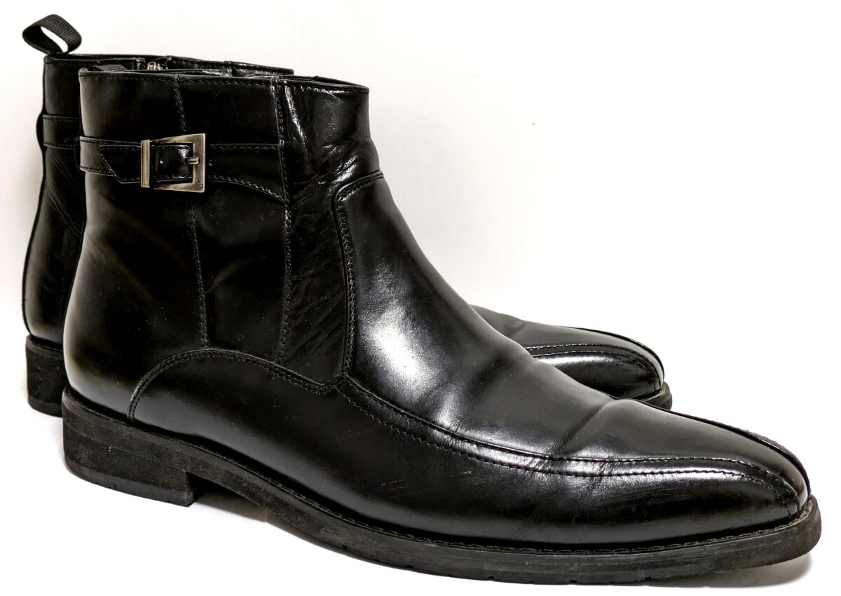 ［良品] MADRAS　26cmEEE　GORE-TEX チャッカブーツ　サイドジップ　ブラック　スワールトゥ　フォーマル　 ビジネスシューズ　合皮 革靴_画像3