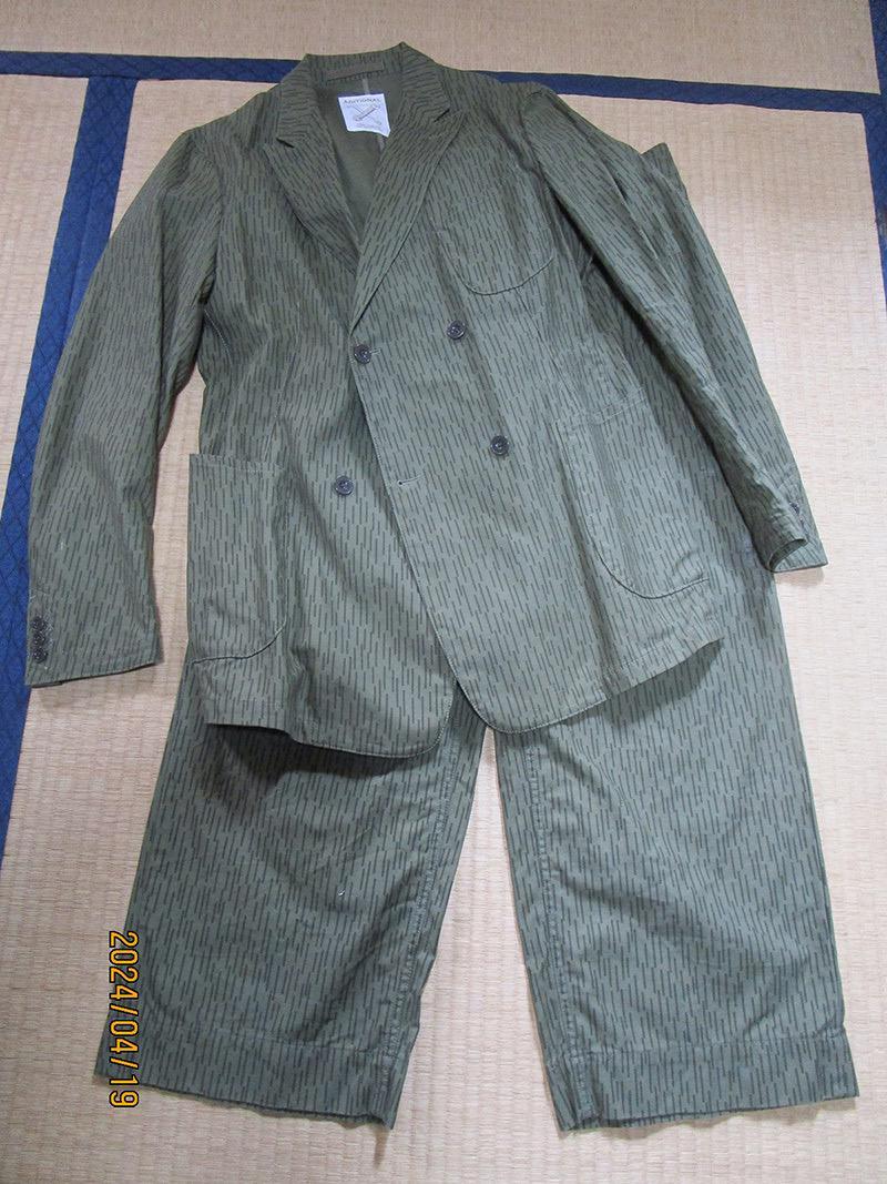 ADITIONAL　　　オリーブグリーン ストライプ ダブルスーツ