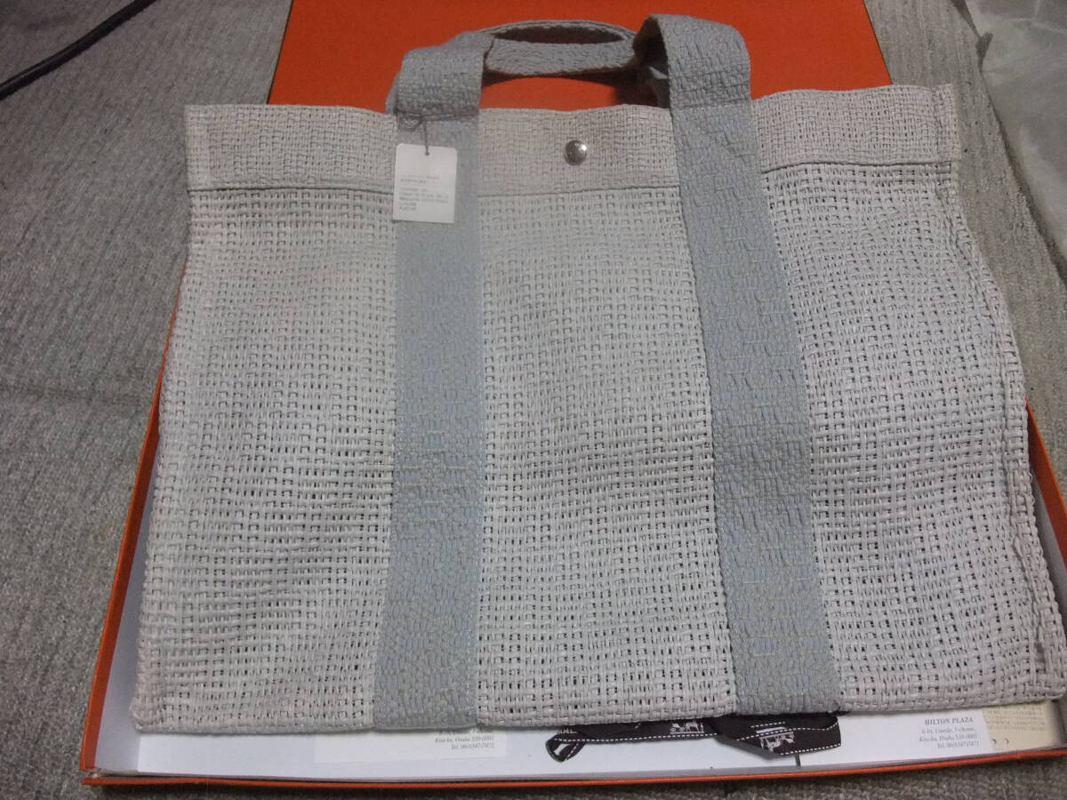 未使用 HERMES cabas de plage GM エルメス ガバス ビーチバッグ トートバッグ シルバー金具の画像3