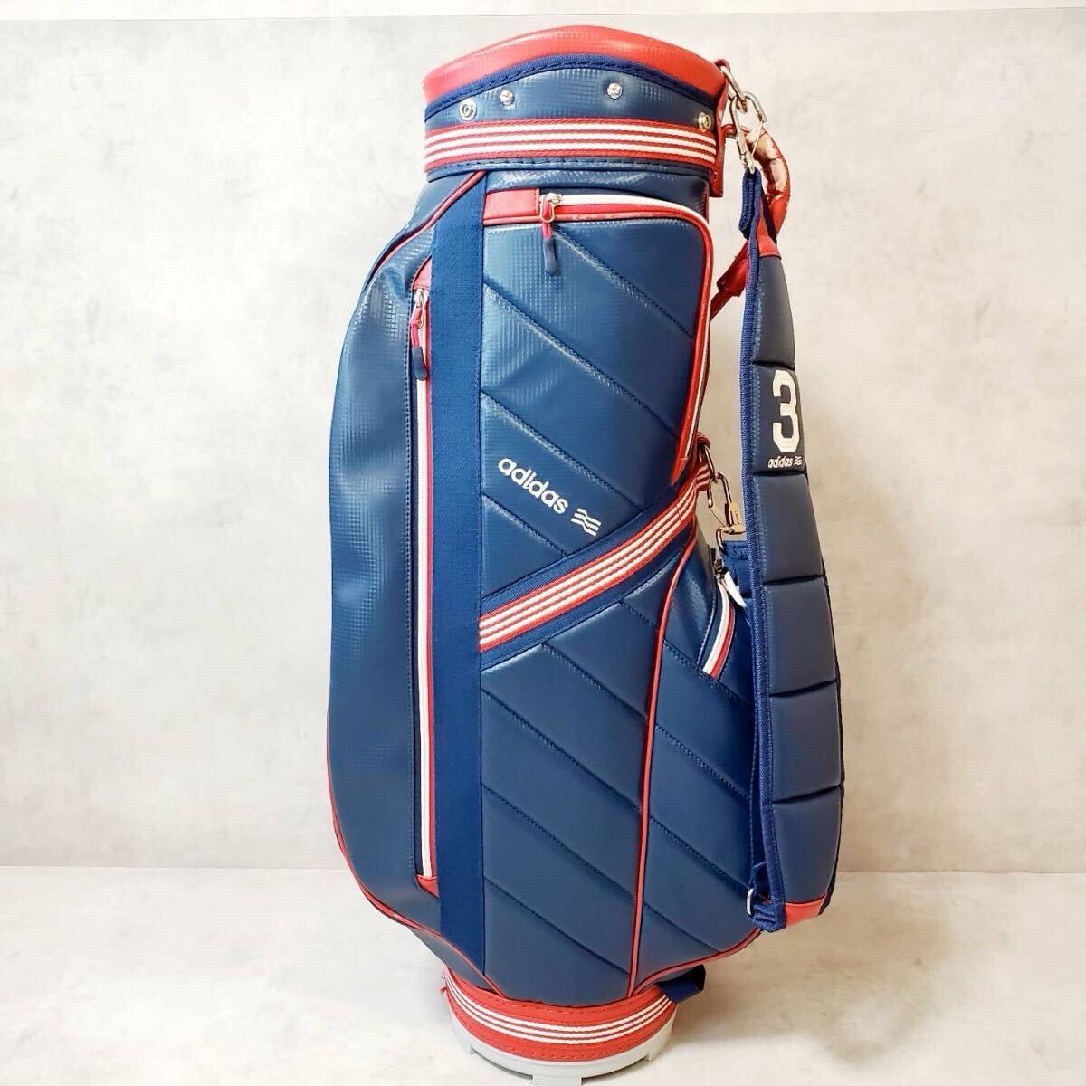 希少】アディダス ゴルフバッグ キャディバッグ ネイビー/レッド