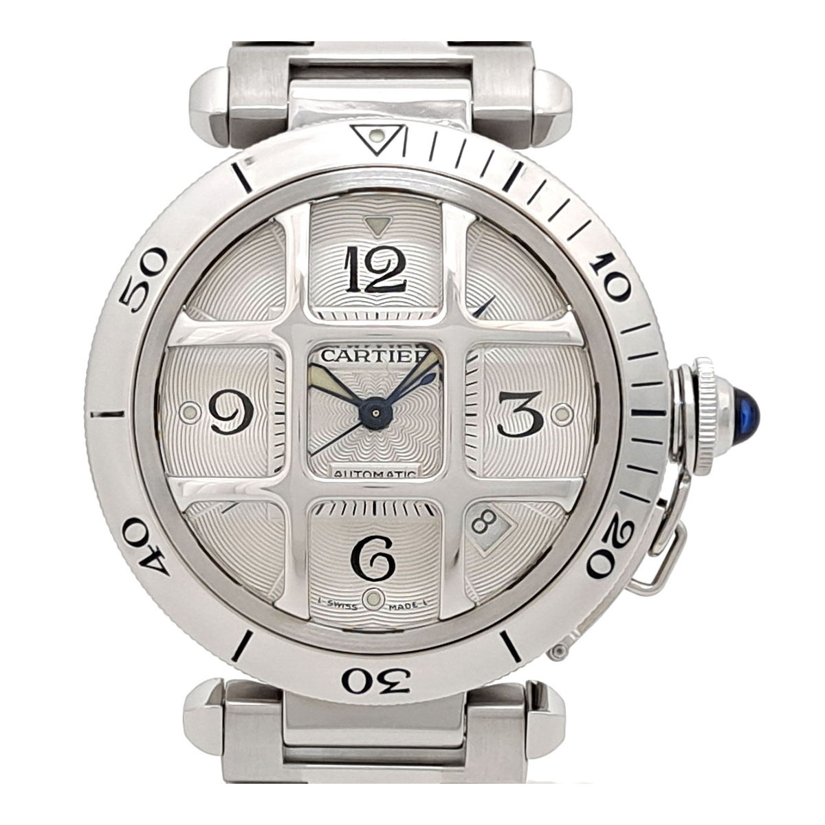 カルティエ パシャ コンベックスグリッド 38mm Overhauled W31059H3 自動巻き ステンレススティール メンズ CARTIER 中古 【時計】_画像1