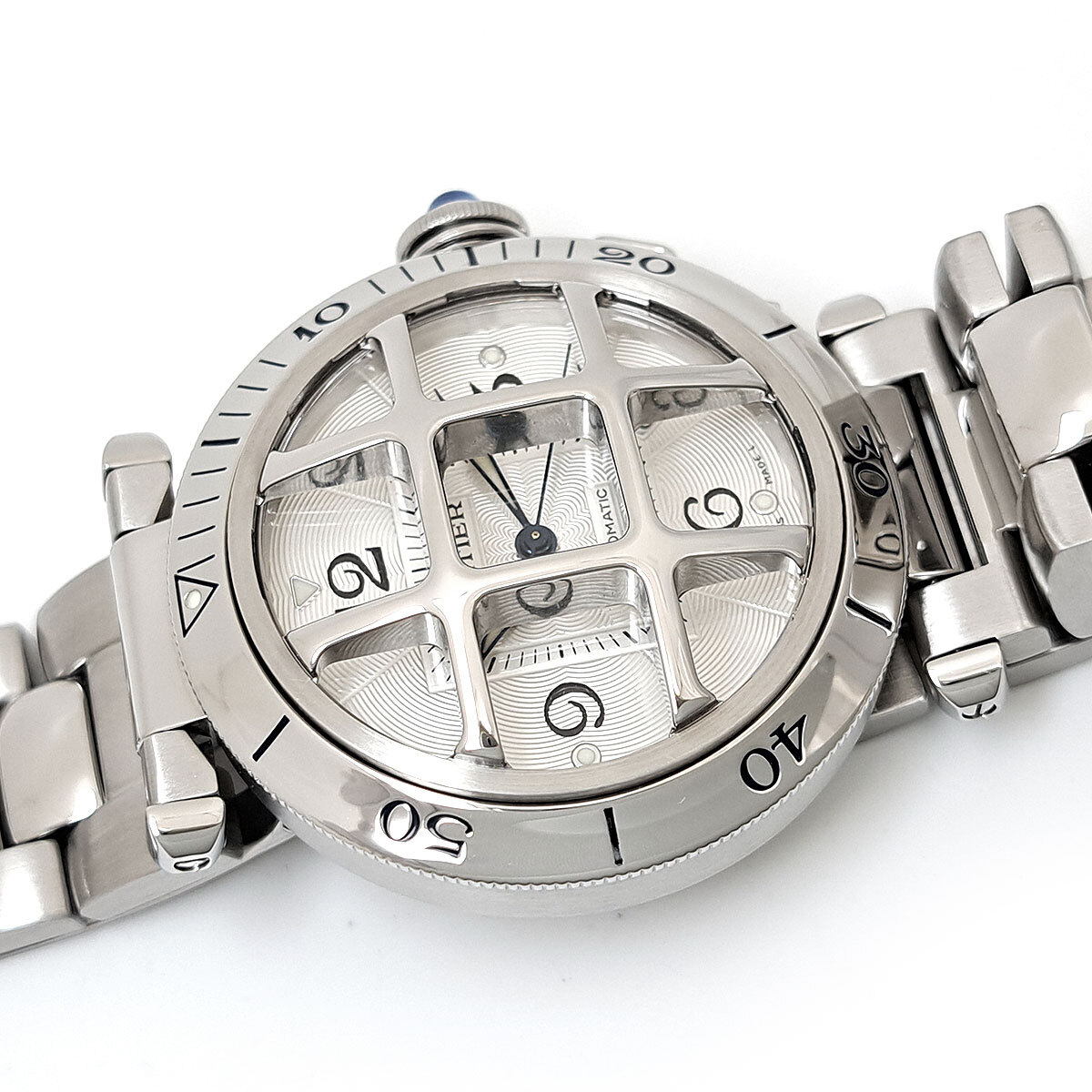 カルティエ パシャ コンベックスグリッド 38mm Overhauled W31059H3 自動巻き ステンレススティール メンズ CARTIER 中古 【時計】_画像7