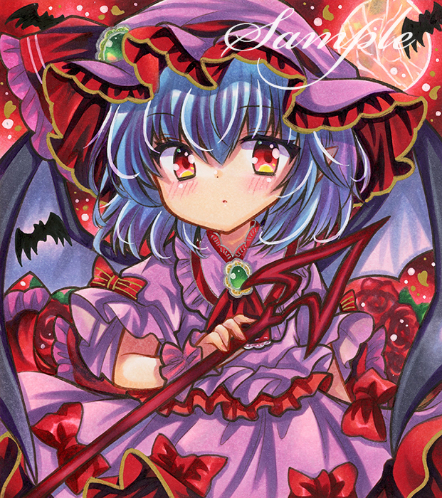 新品未使用 直筆 手描きオリジナルイラスト 色紙 レミリア スカーレット ☆同人手描きイラスト 東方Project/レミリア・スカーレット 小