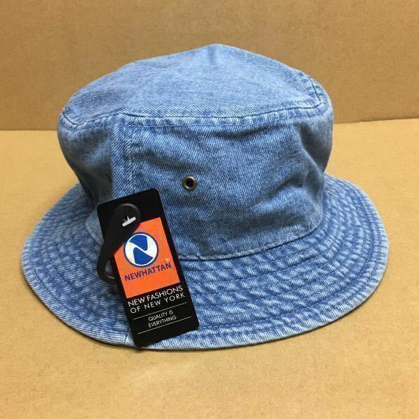 NEWHATTAN デニムハット ライトブルー L/XLサイズ バケットハット バケハ ニューハッタン 帽子★_画像1