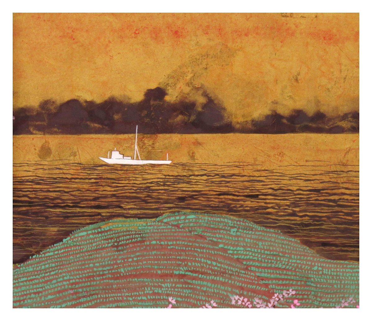 祥【真作】平松礼二「路・桜への旅」日本画15号 サイン有 共