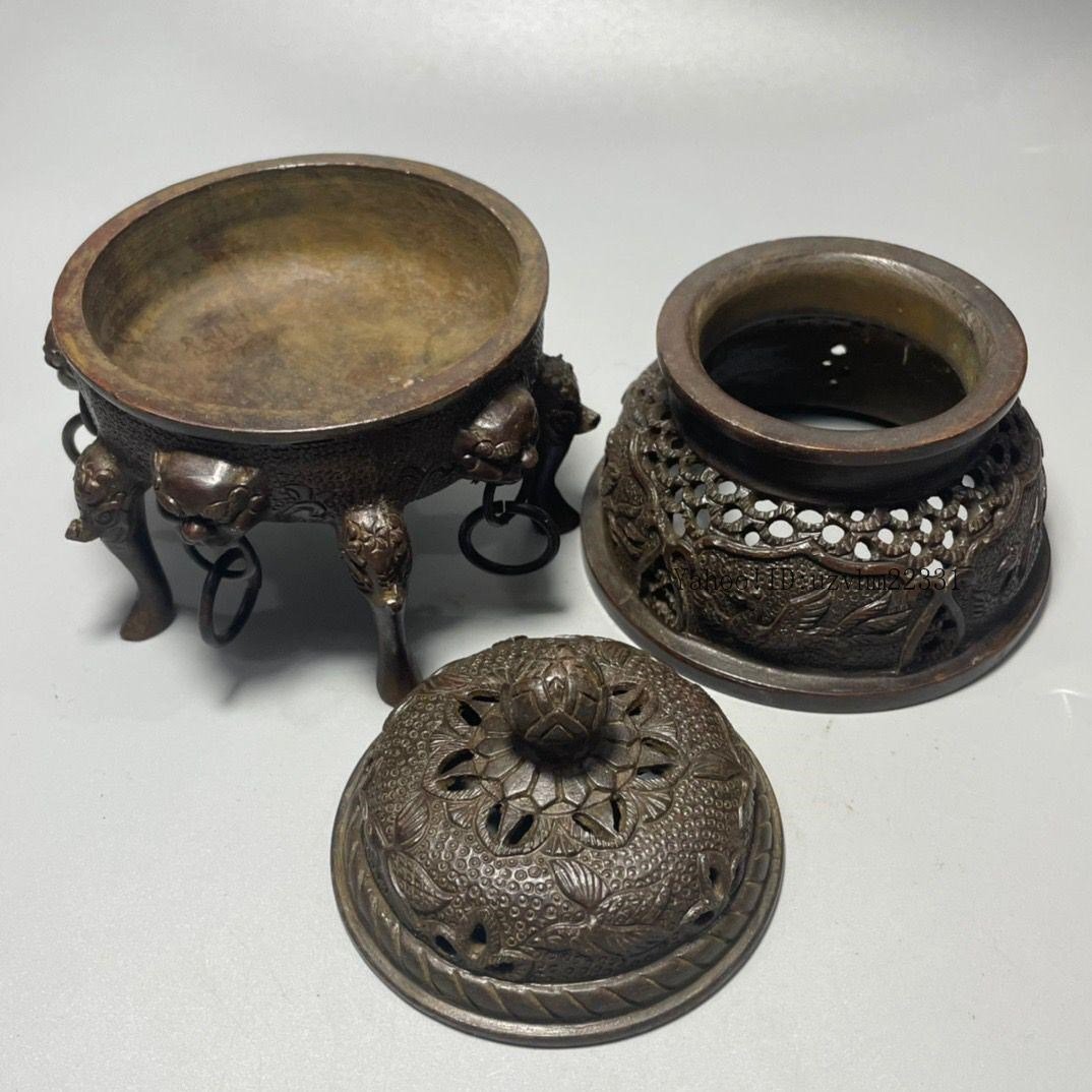 銅 細工 茶道具 香道具 五足帝王炉 鳳凰盤香炉 工芸品 美術品 置物 銅 細工 茶道具 香道具 五足帝王炉 鳳凰盤香炉 工芸品 美術品
