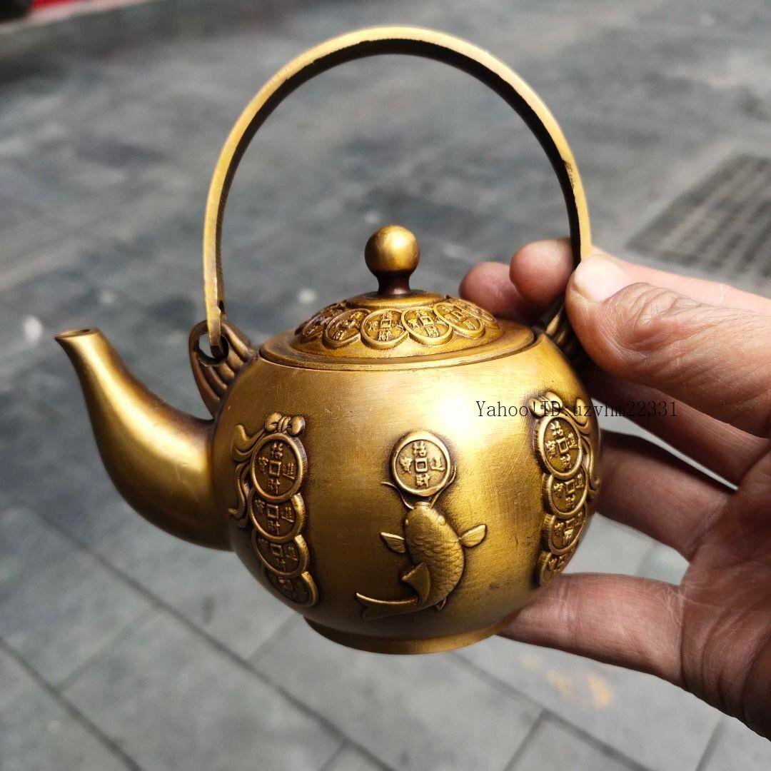 銅器 招財進宝 急須 茶道具 工芸品 美術品 置物 銅器 招財進宝 急須 茶道具 工芸品 美術品 置物