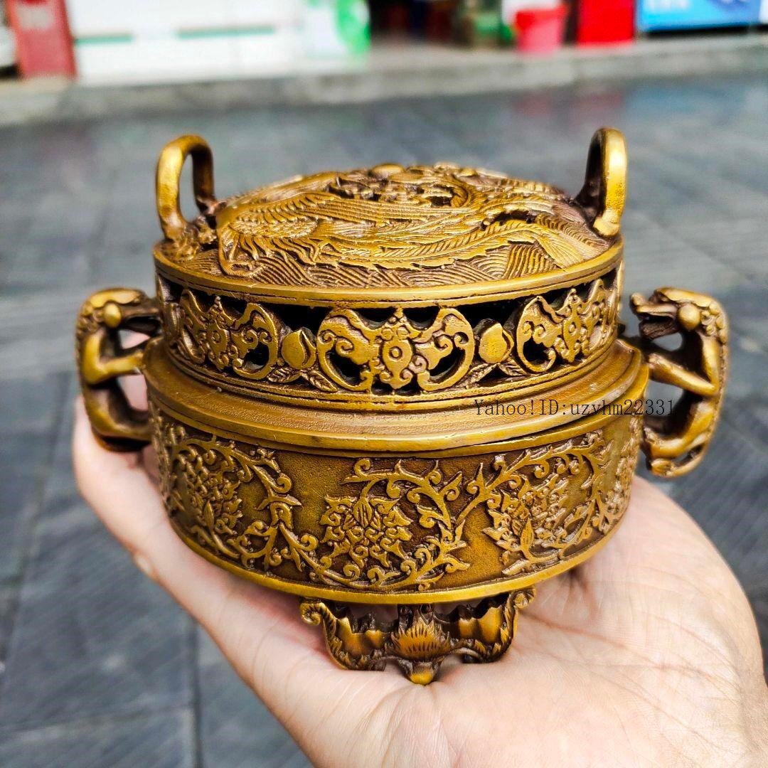 銅器 龍鳳薫香炉 美術品 置物 Yahoo!オークション - 銅器 龍鳳薫香炉 美術品 置物