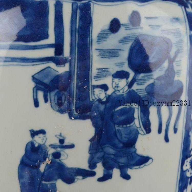 大清康熙青花窓人物紋花瓶  景徳鎮 陶磁器 装飾品 現代工芸品 美術品 置物 大清康熙青花窓人物紋花瓶 景徳鎮 陶磁器 装飾品 現代工芸