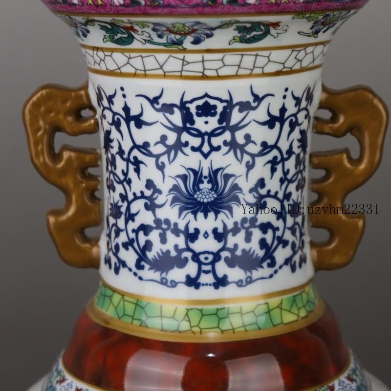 清乾隆蒔金琺瑯彩花鳥磁器王瓶  景徳鎮 陶磁器 装飾品 工芸品  美術品 置物 清乾隆蒔金琺瑯彩花鳥磁器王瓶 景徳鎮 陶磁器 装飾品