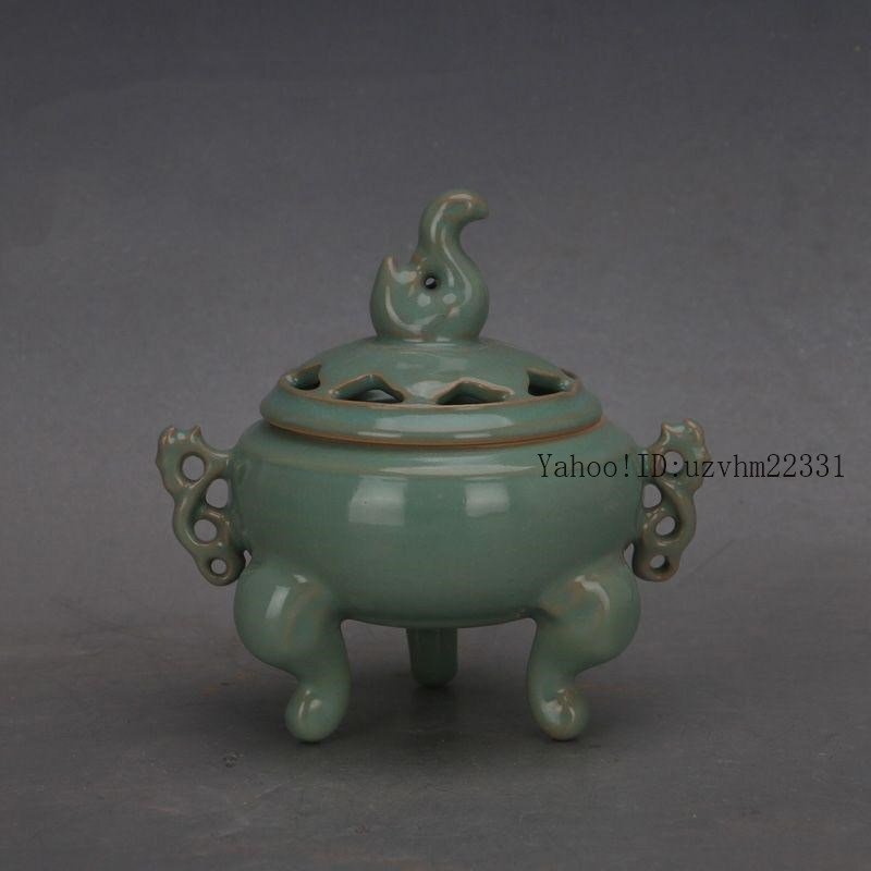 中国 汝窯 青磁 香炉 陶器 陶芸 香道具 仏具 官窯 青釉