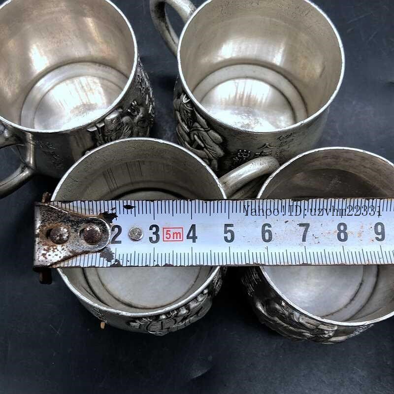 銅 細工 レリーフ八仙杯 ティーカップ 茶道具装飾品 工芸品 美術