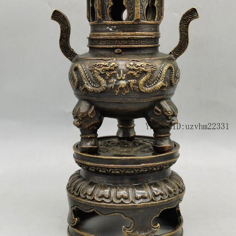 双龍戯珠塔香炉 香道具 仏具 工芸品 美術品 置物 双龍戯珠塔香炉 香道具 仏具 工芸品 美術品 置物