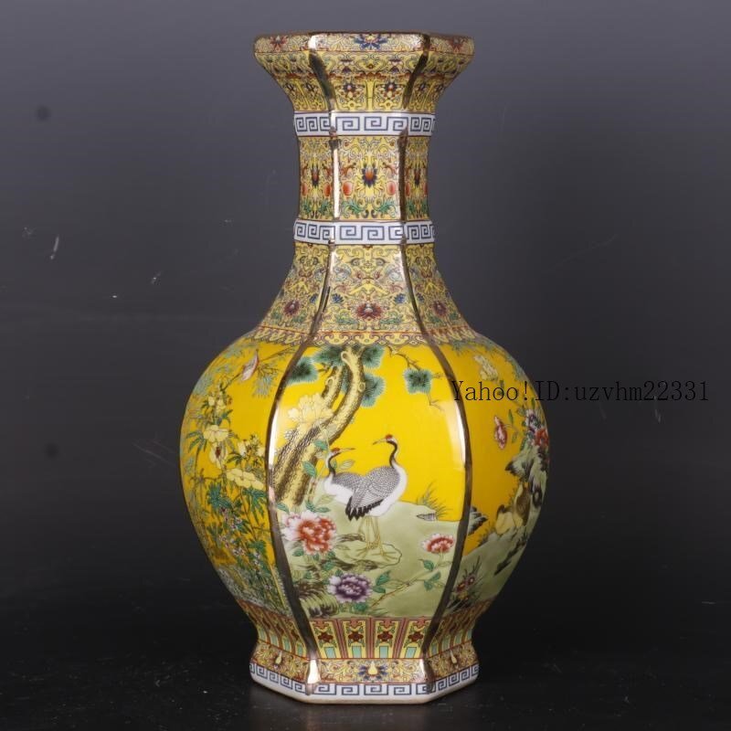 清乾隆琺瑯彩飄花黄地花鳥四方瓶 景徳鎮 陶磁器 装飾品 現代工芸品 美術品 置物 清乾隆蒔金琺瑯彩花鳥六方瓶 景徳鎮 陶磁器 装飾品 現代工芸品