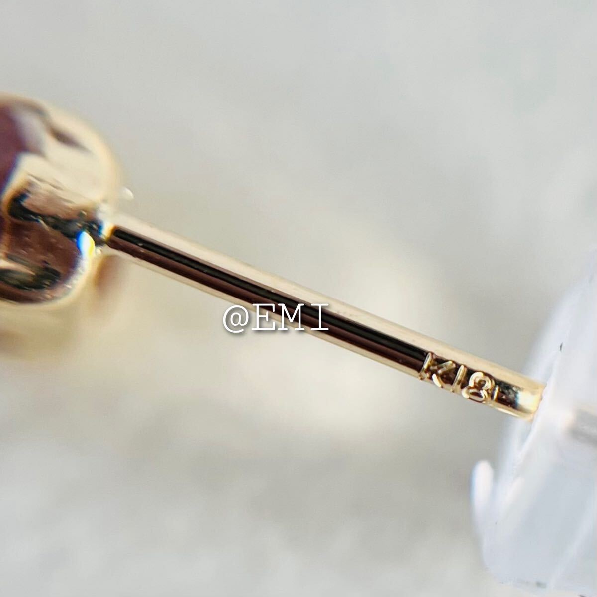 K18 天然石カラーチェンジガーネット　オーバル　ピアス希少　レア　18金　