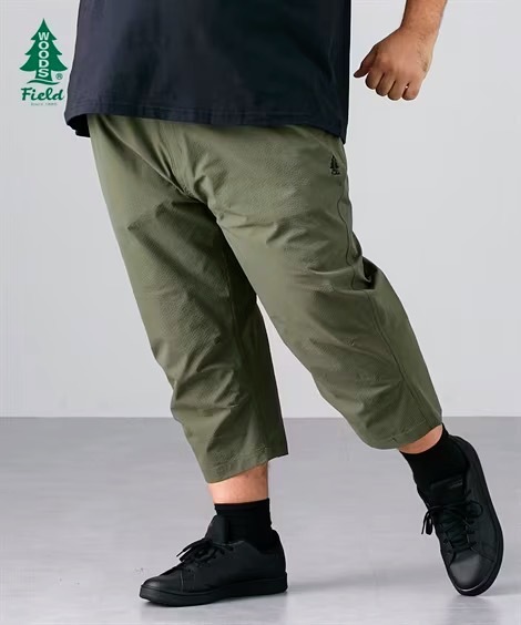 4Lサイズ!高貴紳士的!ブランド品WOODS FieId!クライミングベルト付き!サラッと着心地!サッカー素材!涼しい素材!7分丈パンツ!カーキ_画像1