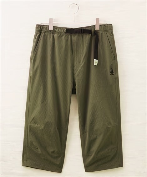 4Lサイズ!高貴紳士的!ブランド品WOODS FieId!クライミングベルト付き!サラッと着心地!サッカー素材!涼しい素材!7分丈パンツ!カーキ_画像3