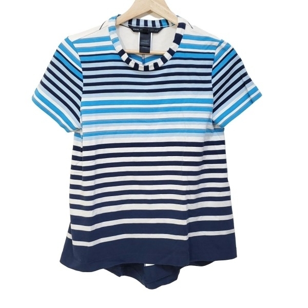  Mark by Mark Jacobs MARC BY MARC JACOBS трикотаж с коротким рукавом размер S - белый × голубой × мульти- женский окантовка /A линия tops 