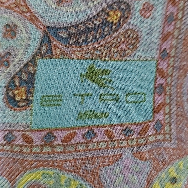 エトロ ETRO ストール(ショール) - ウール、シルク パープル×ネイビー×マルチ ペイズリー柄/チェック柄 美品 マフラー_画像3
