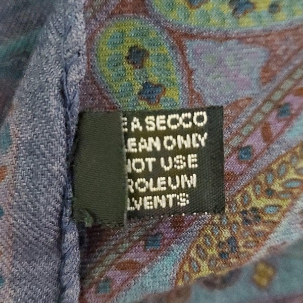 エトロ ETRO ストール(ショール) - ウール、シルク パープル×ネイビー×マルチ ペイズリー柄/チェック柄 美品 マフラー_画像5