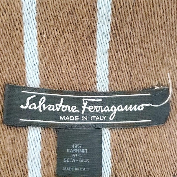  Salvatore Ferragamo FERRAGAMO/SalvatoreFerragamo - кашемир, шелк темно-коричневый × темно-синий × мульти- полоса прекрасный товар muffler 