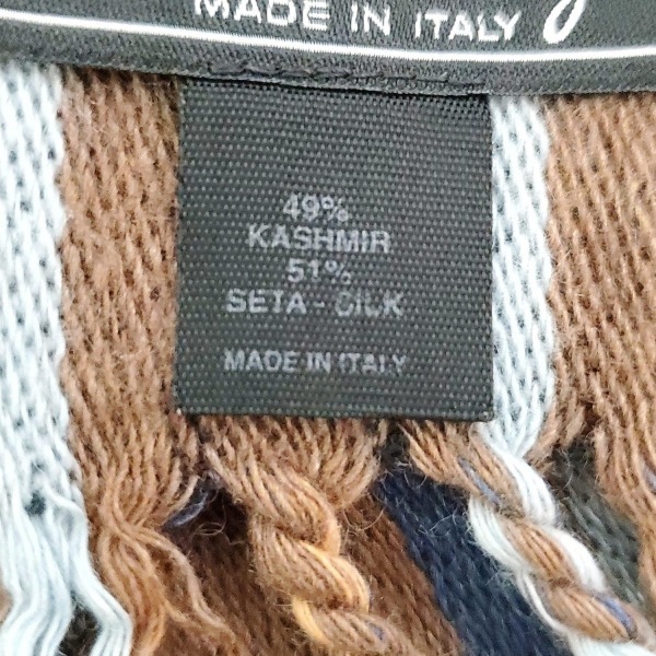  Salvatore Ferragamo FERRAGAMO/SalvatoreFerragamo - кашемир, шелк темно-коричневый × темно-синий × мульти- полоса прекрасный товар muffler 