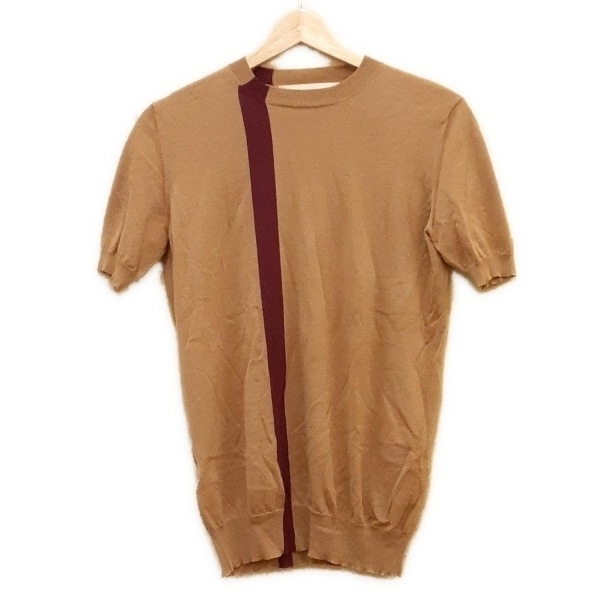 マルニ MARNI 半袖セーター/ニット サイズ38 S - ブラウン×ボルドー レディース クルーネック 美品 トップス