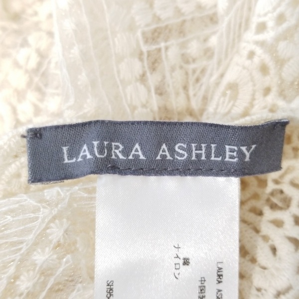 ローラアシュレイ LAURAASHLEY ストール(ショール) - コットン アイボリー レース 美品 マフラー_画像3