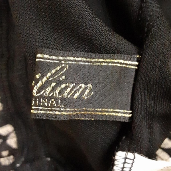 レリアン Leilian サイズ11 M - 黒×ベージュ レディース クルーネック/半袖/ひざ丈/異素材切替 美品 ワンピース_画像4