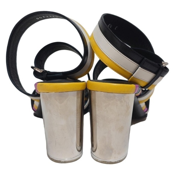  Salvatore Ferragamo FERRAGAMO/SalvatoreFerragamo сандалии 4 1/2 - кожа чёрный × белый × мульти- женский окантовка / выступающая подошва замена обивки settled 