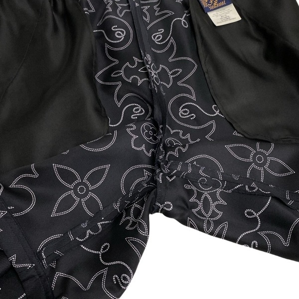 ルイヴィトン LOUIS VUITTON ハーフパンツ サイズ50 XL 1AFWOP プリントシルクショーツ シルク 黒×白 メンズ 美品 ボトムス