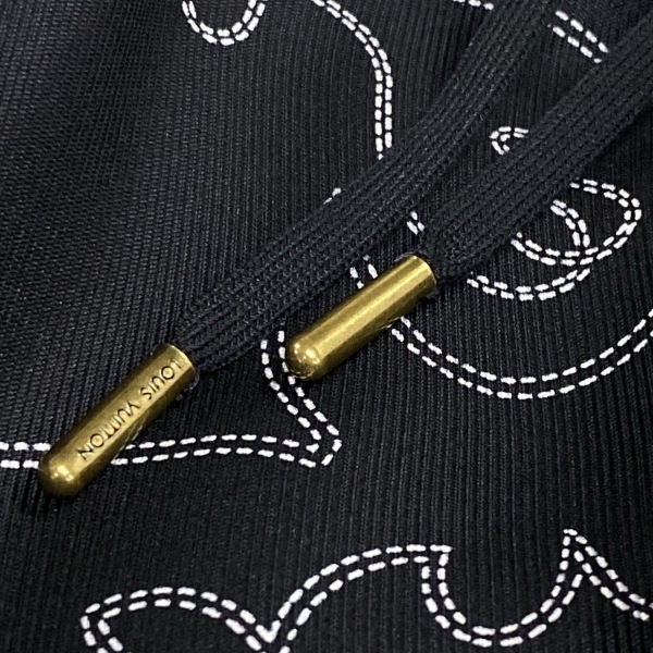 ルイヴィトン LOUIS VUITTON ハーフパンツ サイズ50 XL 1AFWOP プリントシルクショーツ シルク 黒×白 メンズ 美品 ボトムス