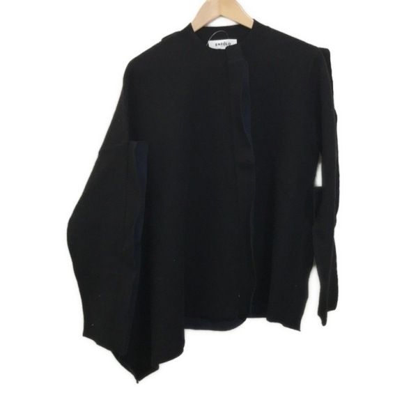 エンフォルド ENFOLD ブルゾン サイズ38 M - 黒×ダークネイビー レディース 長袖/ニット/変形デザイン/春/秋 ジャケット