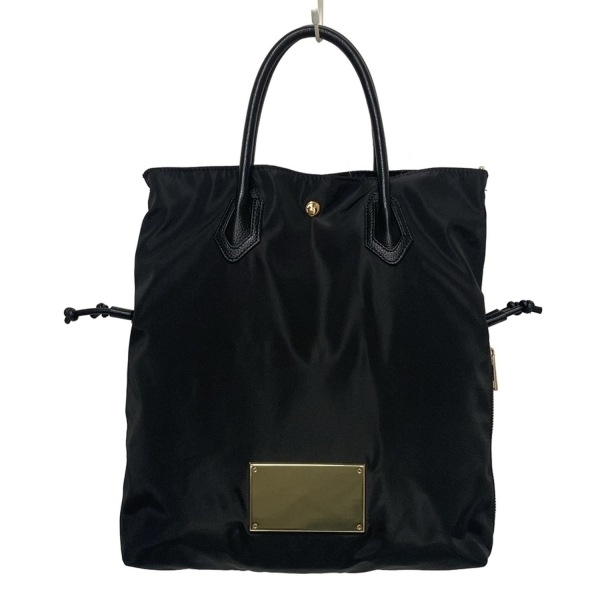 シップス SHIPS トートバッグ - レザー 黒×ゴールド バッグ