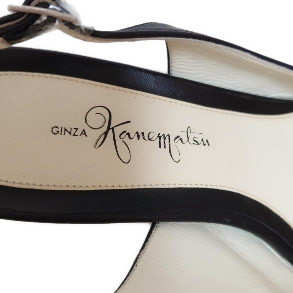 ギンザカネマツ GINZA Kanematsu サンダル 24 - レザー 黒×白×ライトグレー レディース パンチング 靴_画像5