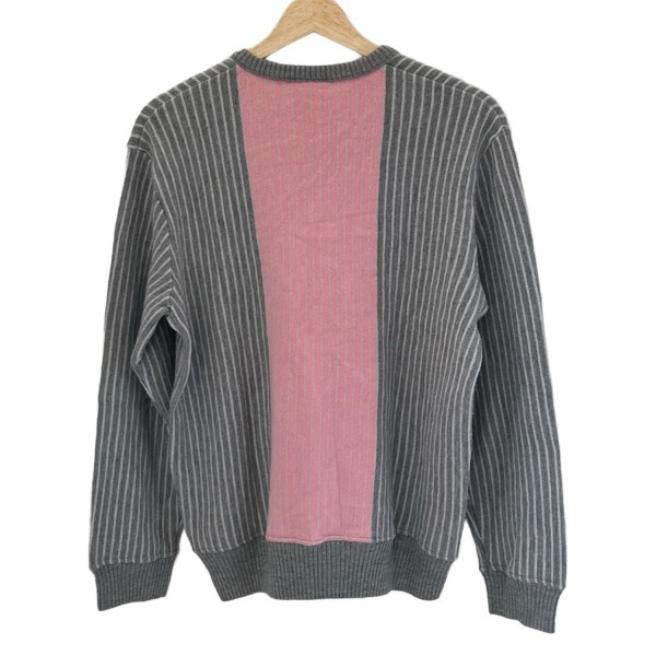 ラコステ Lacoste 長袖セーター/ニット サイズ5 XL - グレー×ピンク×ライトグレー メンズ Vネック/ストライプ トップス_画像2