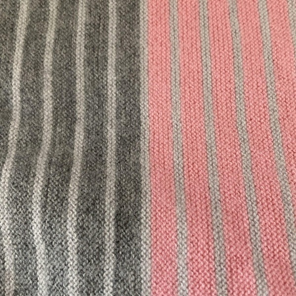 ラコステ Lacoste 長袖セーター/ニット サイズ5 XL - グレー×ピンク×ライトグレー メンズ Vネック/ストライプ トップス_画像6