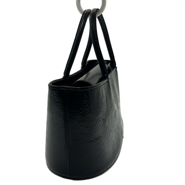 レリアン Leilian ハンドバッグ - レザー 黒 花柄/型押し加工 バッグ_画像2