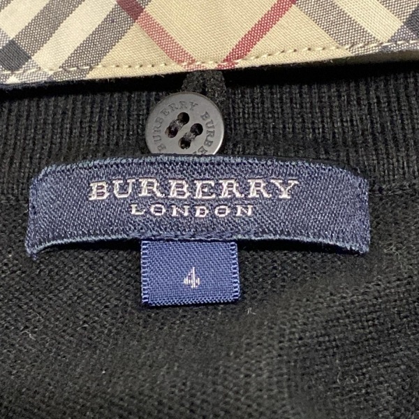 バーバリーロンドン Burberry LONDON 長袖セーター/ニット サイズ4 XL - 黒 レディース Vネック/秋・冬物/襟取り外し可 トップス_画像3