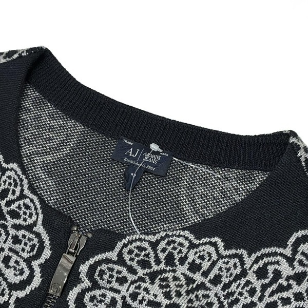 アルマーニジーンズ ARMANIJEANS 長袖セーター/ニット サイズ42 M - ダークネイビー×ライトグレー レディース ジップアップ トップス_画像9