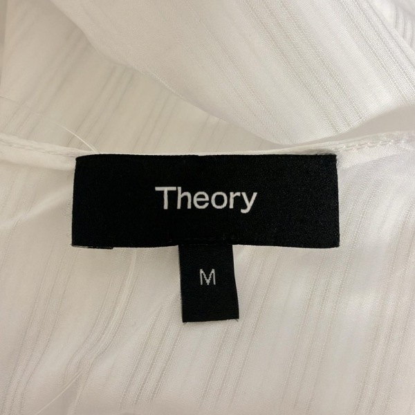 セオリー theory 半袖カットソー サイズM - 白 レディース ストライプ/シースルー トップス_画像3