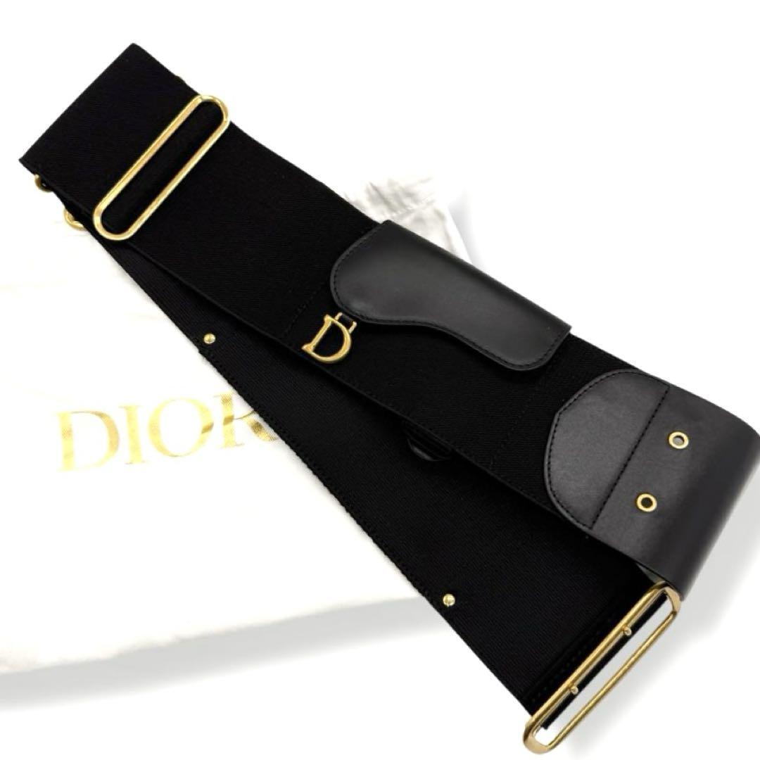 【洗練されたアクセント♪】Dior サドル ポーチベルト 未使用 クリスチャンディオール ベルト 80mm サドル ポーチ 黒